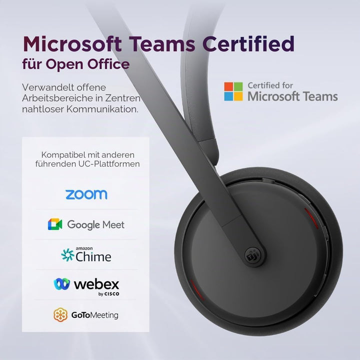 Lenovo 6550 - Headset - On-Ear - Bluetooth - kabellos - aktive Rauschunterdrückung - Schwarz - Zerti