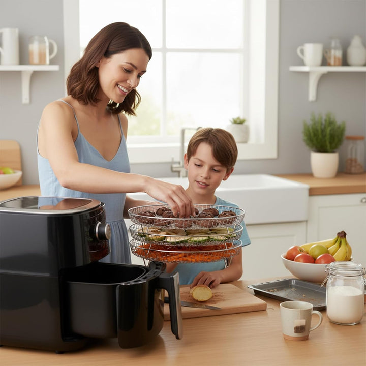 Heissluftfritteuse Zubehör, 3x stapelbare 304 Edelstahl Airfryer Racks | Kompatibel mit AF300EU/AF40