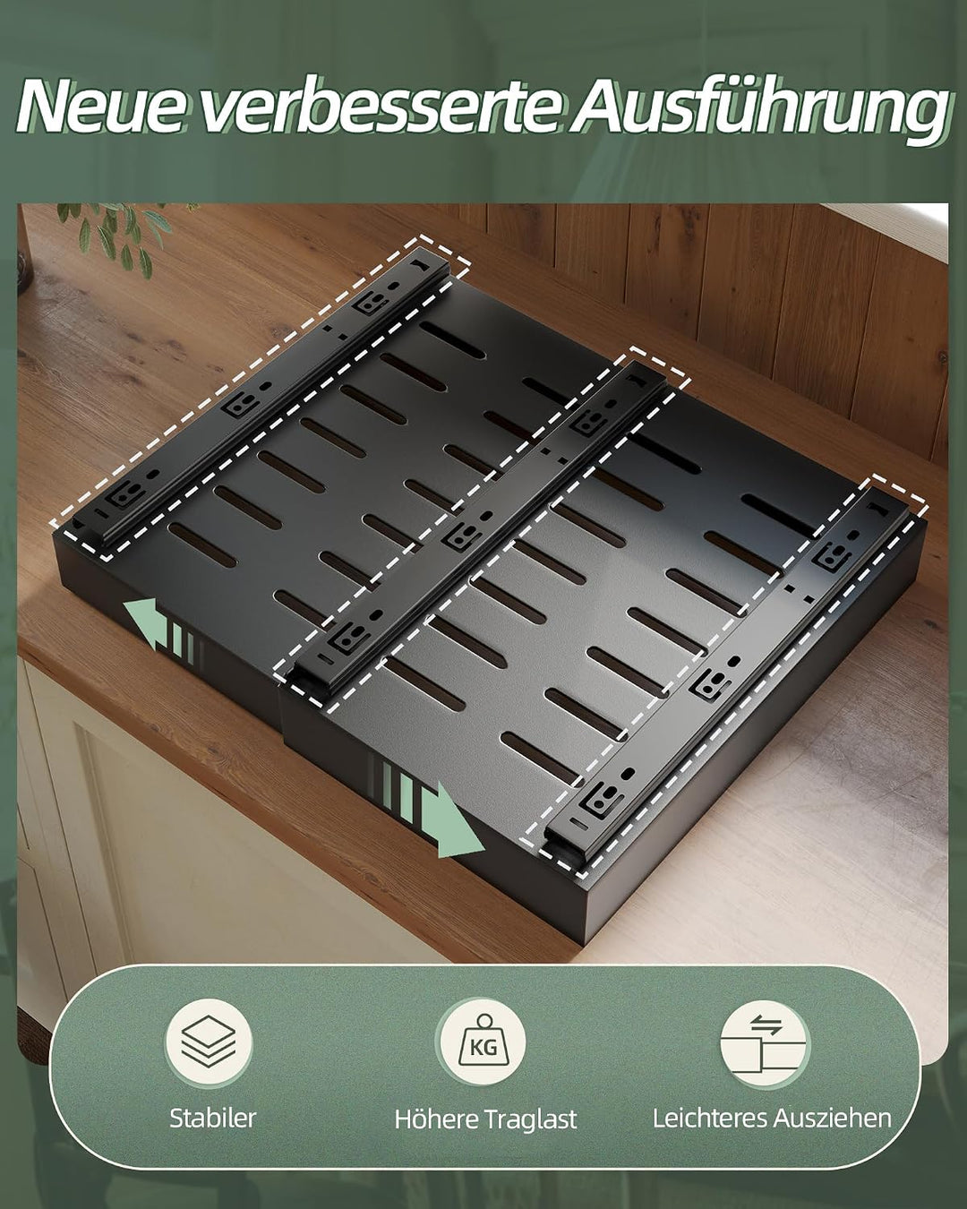 NETEL 2er-Pack Teleskopschublade Ausziehbarer Schubladen Organizer Einstellbare Breite 32-52cm für K