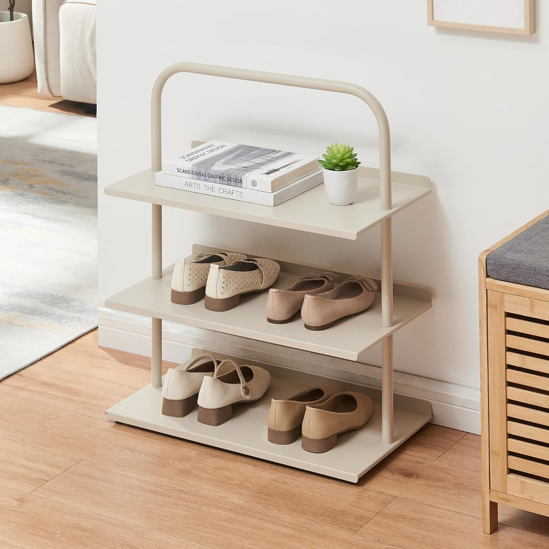 [en.casa] Schuhregal schmal Poytya mit 3 Ebenen Metall 73 x 60 x 32 cm Schuhständer für 6 Paare Schu