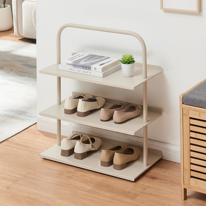[en.casa] Schuhregal schmal Poytya mit 3 Ebenen Metall 73 x 60 x 32 cm Schuhständer für 6 Paare Schu