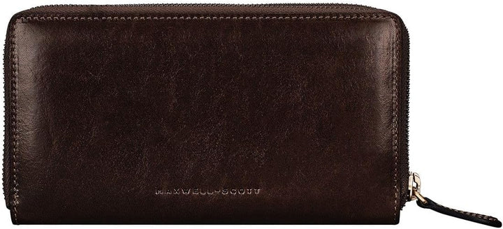 Maxwell Scott Italienische Damen Luxus Leder Clutch Meleto Dunkelbraun, Dunkelbraun