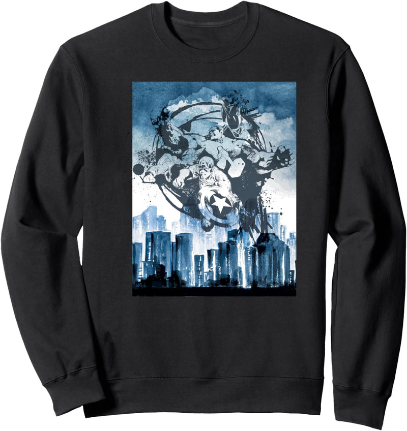 Marvel The Avengers Circle Group Shot City Skyline Poster Sweatshirt