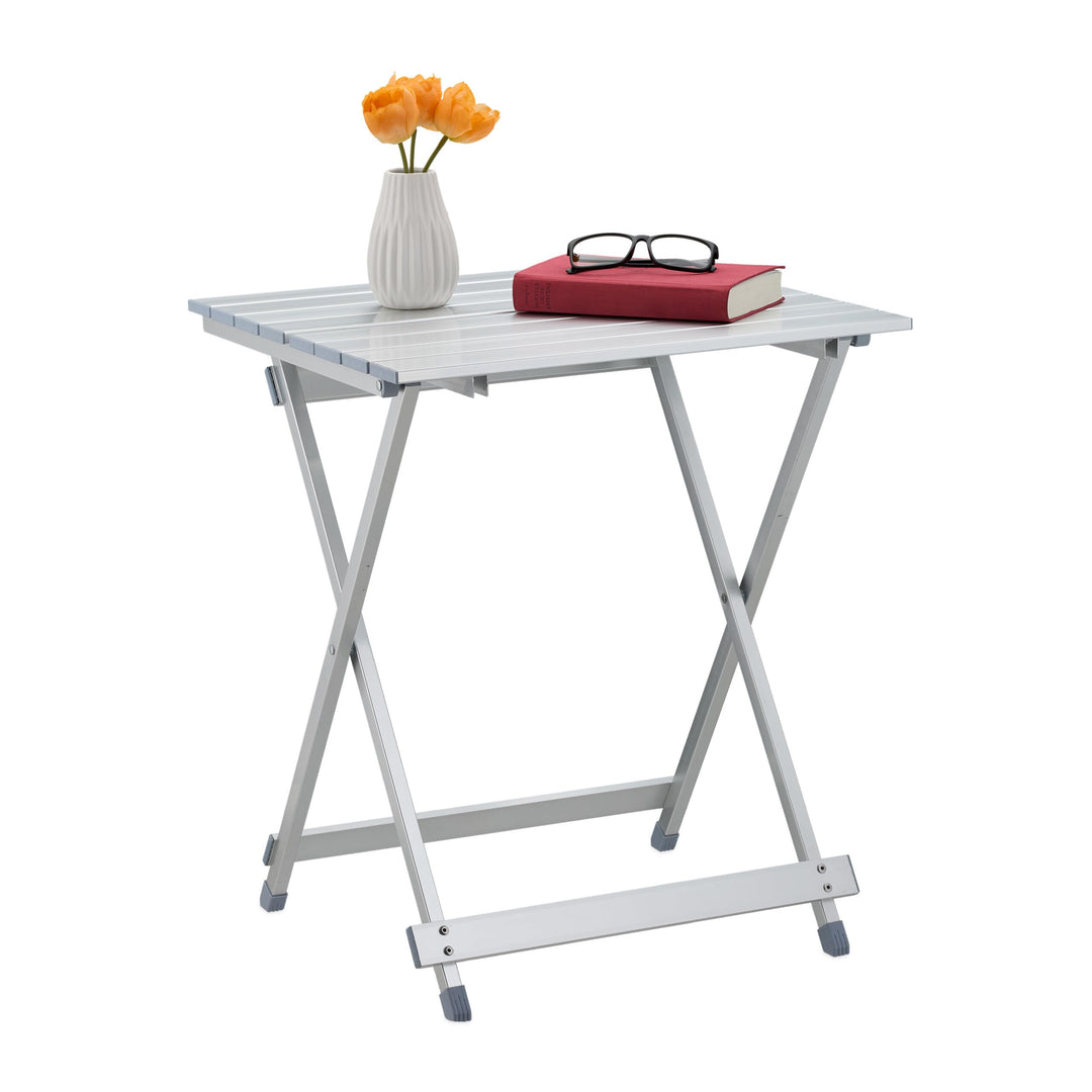 Relaxdays Klapptisch, wetterfest, Beistelltisch HBT: 61 x 49,5 x 47,5 cm für den Garten, robustes Al