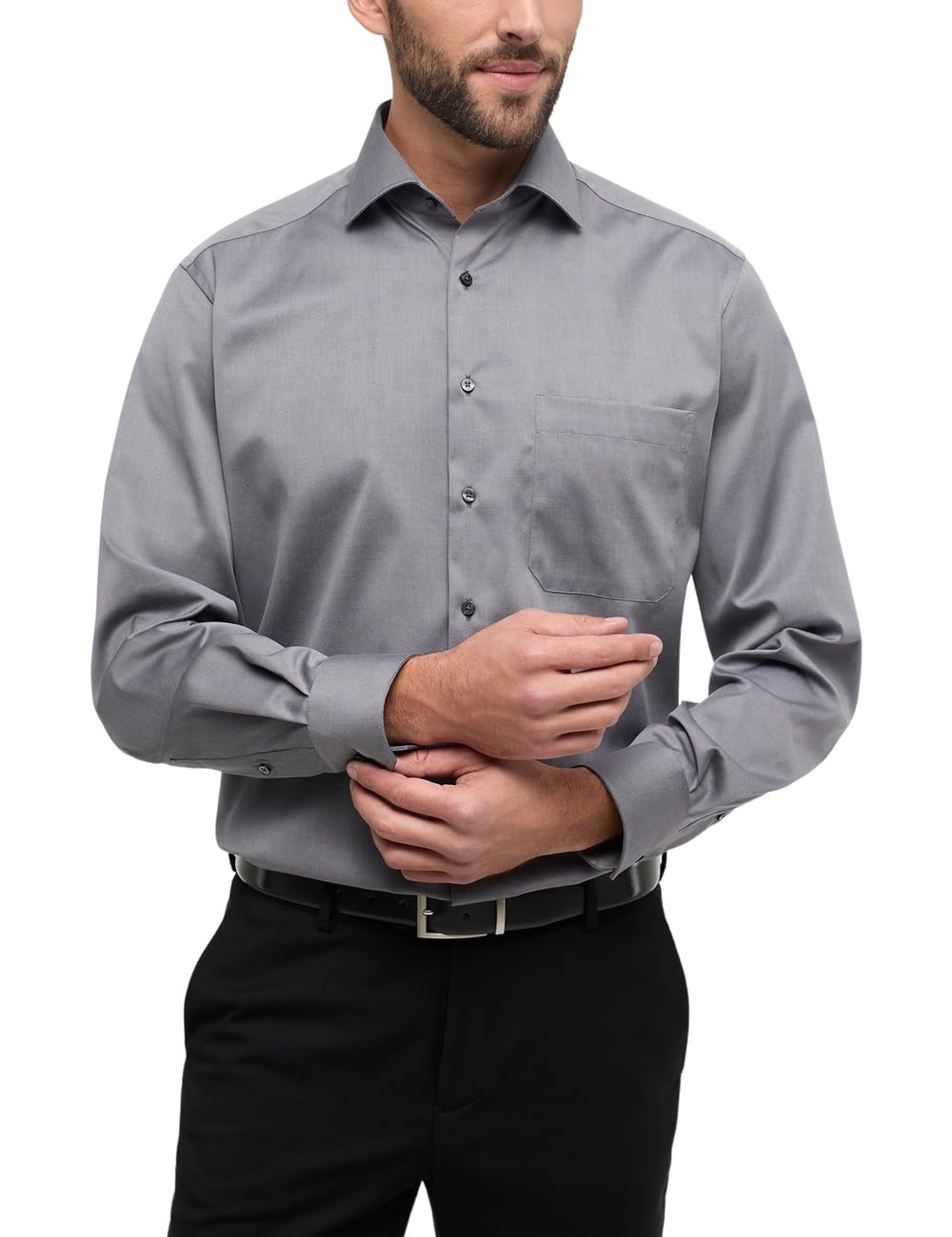 ETERNA Male Cover Shirt unifarben Comfort FIT 36 Grau, 36 Grau