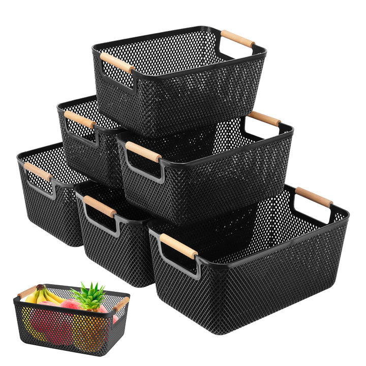 6er-Set Aufbewahrungsbox (3x Gross 35x22,5x16,2cm + 3x Mittel 30x20,4x14,2cm) -Aufbewahrungskorb Küc