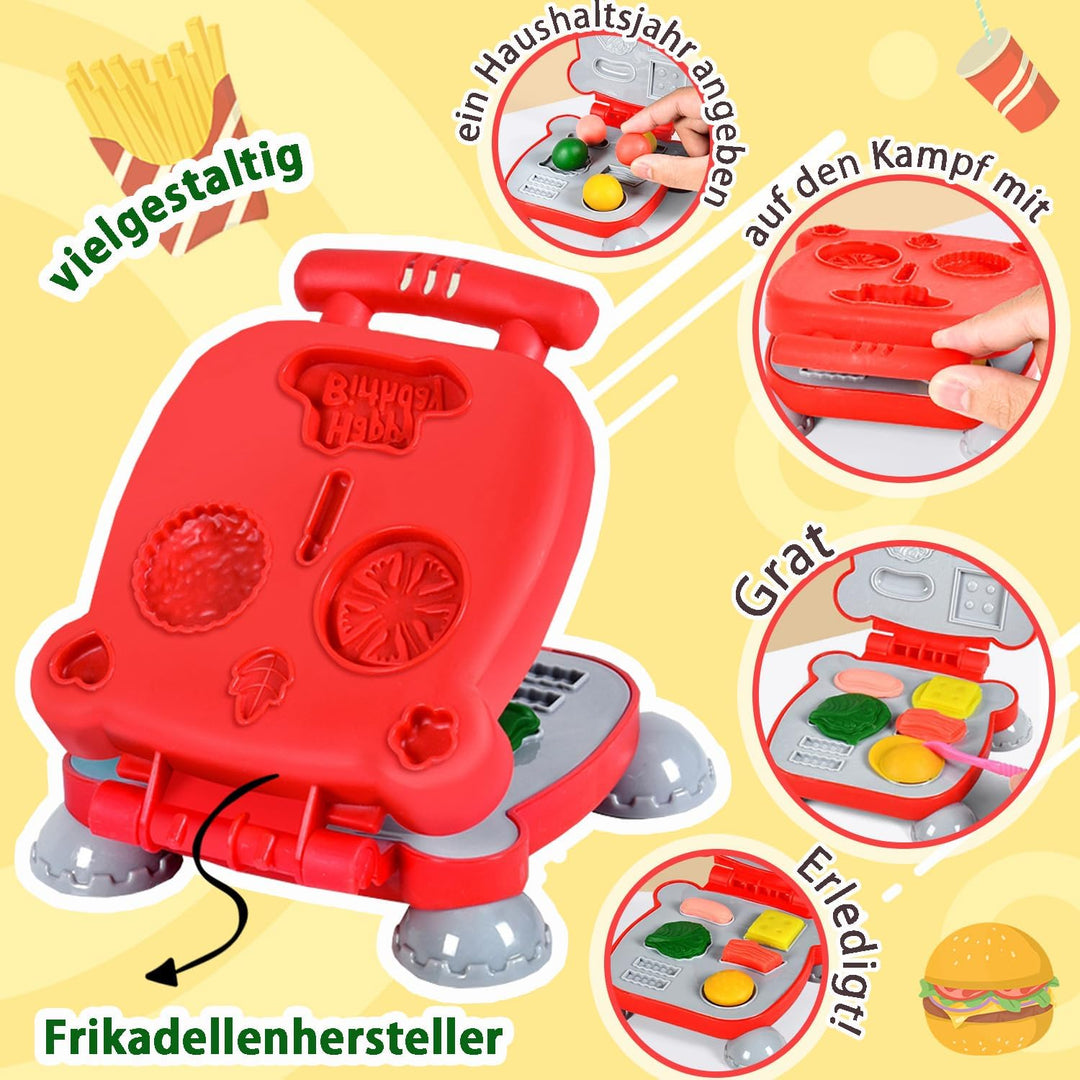 51 Stück Knete Set,Knete Zubehör Kitchen Creations,Knete Eismaschine Nudelmaschine Burgermaschine,Kn