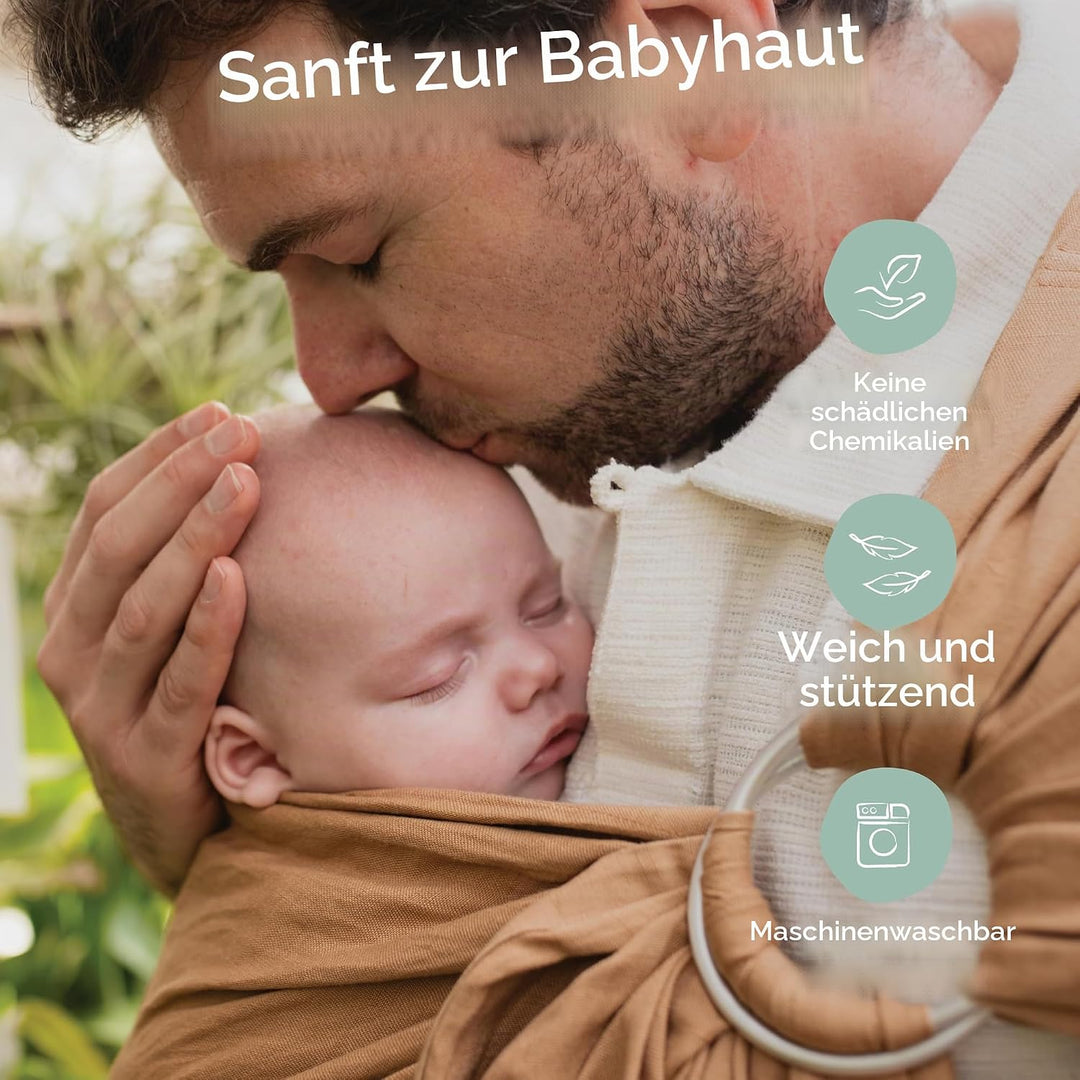 Boba Ringschlinge Babytrage – Neugeborene bis Kleinkinder, leicht und atmungsaktiv, hüftgesund, Vord