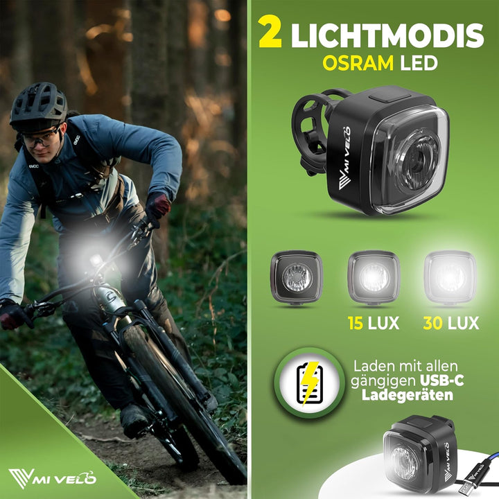 MIVELO Cube Fahrradlicht StVZO zugelassen Fahrradbeleuchtung USB-aufladbar & 100% wasserdicht LED Fa