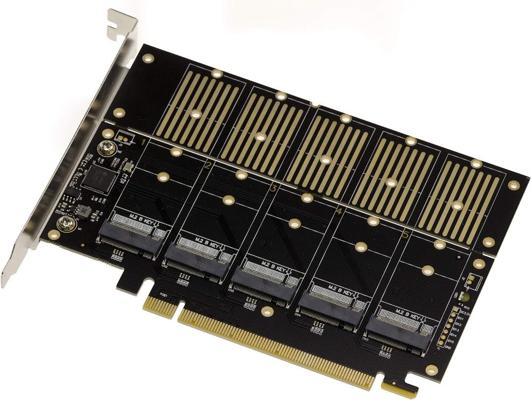 KALEA-INFORMATIQUE PCIe 3.1 x16 Controller-Karte für 5 M2 SSDs (M.2 NGFF B Key oder B+M Key SATA) od