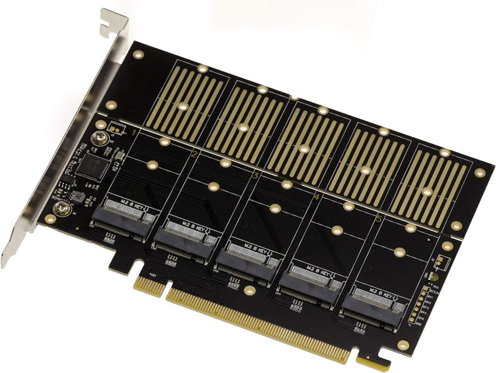 KALEA-INFORMATIQUE PCIe 3.1 x16 Controller-Karte für 5 M2 SSDs (M.2 NGFF B Key oder B+M Key SATA) od