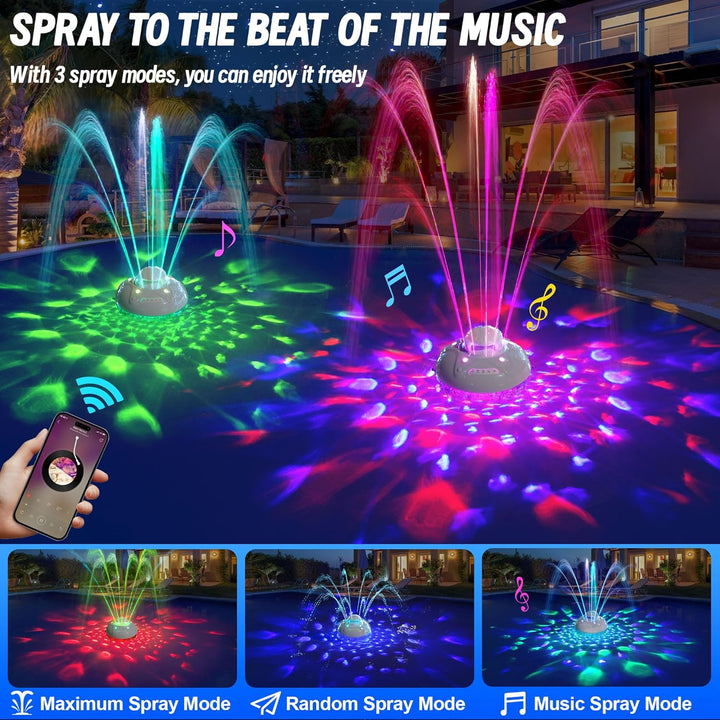 KingSom 3 in 1 Pool Lautsprecher Bluetooth mit Springbrunnen Pool Licht, 10000mAh Schwimmender Lauts