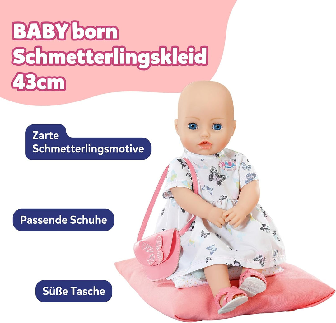 BABY Born Schmetterlingskleid - Puppenkleid mit Tasche &amp; Schuhe - Hochwertiges Puppenzubehör - Für P
