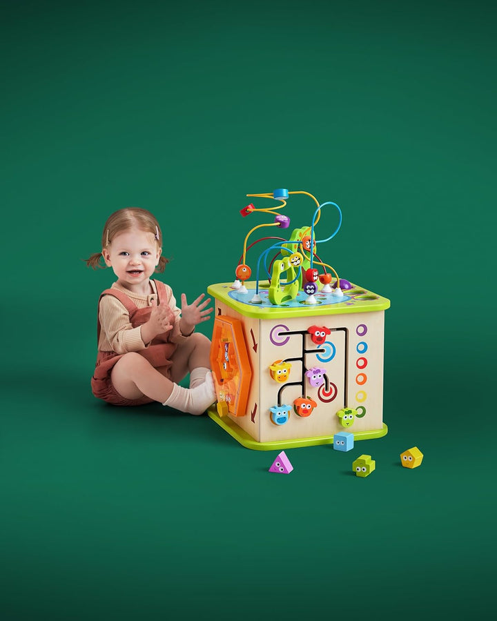 Hape Motorikwürfel „Kleine Tierchen“ aus Holz Multifunktions-Spielwürfel | Lernspielzeug aus Holz fü