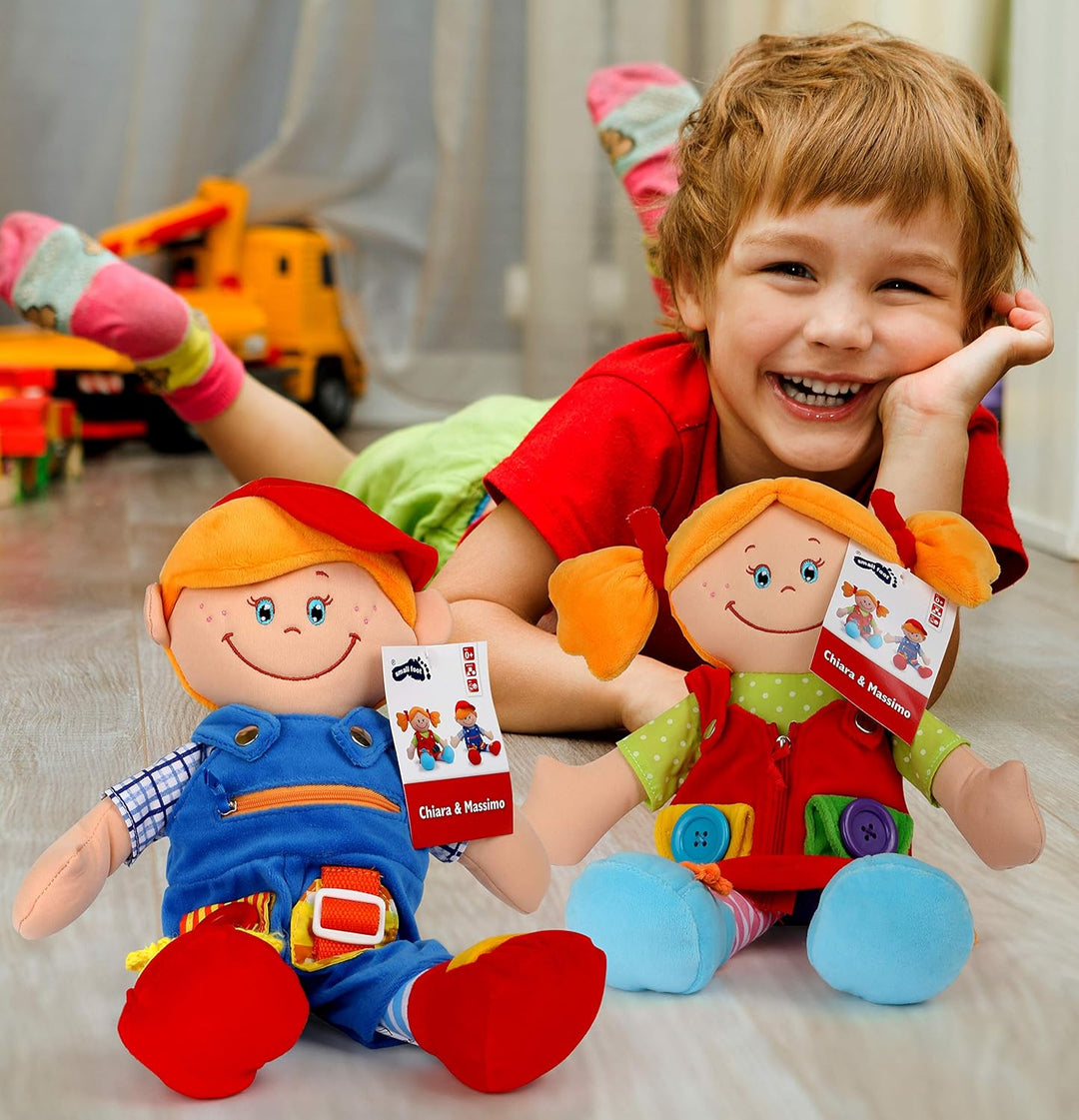 Small Foot Stoffpuppen Chiara &amp; Massimo, Lernpuppen für die Schulung der Feinmotorik von Kleinkinder