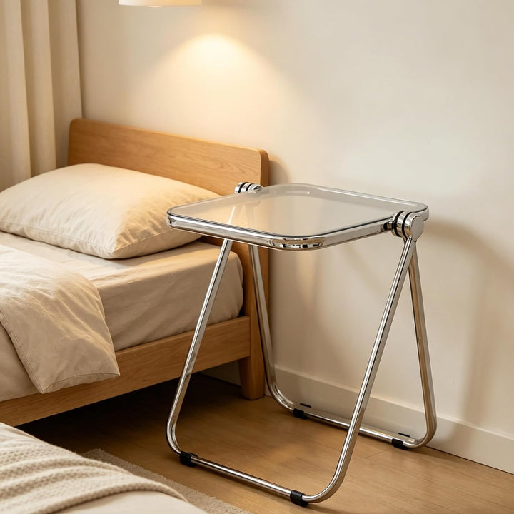 Klapptisch transparentes Acryl Beistelltisch Kleiner Computertisch Picknicktische for Zuhause, Büro,