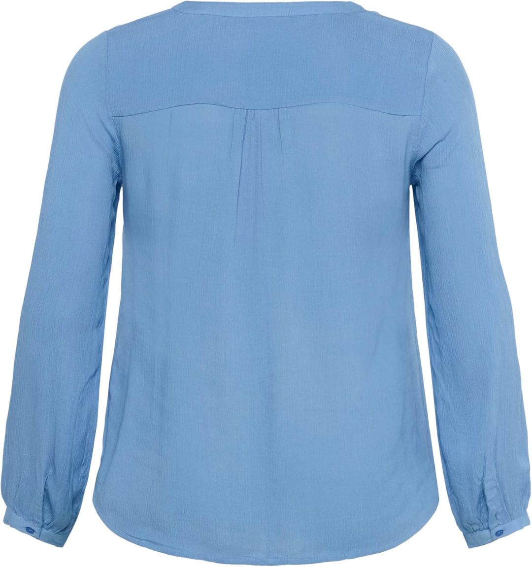KAFFE CURVE Langarm-Bluse KCami Damen Bluse Langarm V-Ausschnitt Lassig Langarmshirt Grosse Grössen