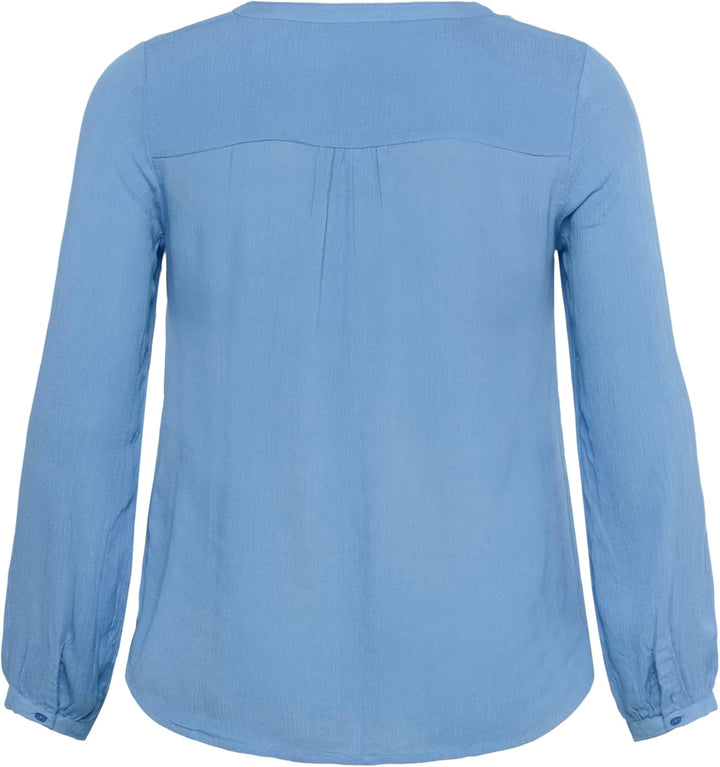 KAFFE CURVE Langarm-Bluse KCami Damen Bluse Langarm V-Ausschnitt Lassig Langarmshirt Grosse Grössen