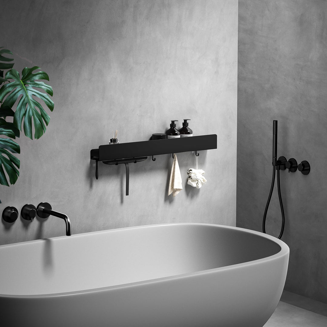 REKITA Duschablage ohne Bohren, Badezimmer Organizer 60 cm, Duschablage Edelstahl mit 5 Abnehmbaren