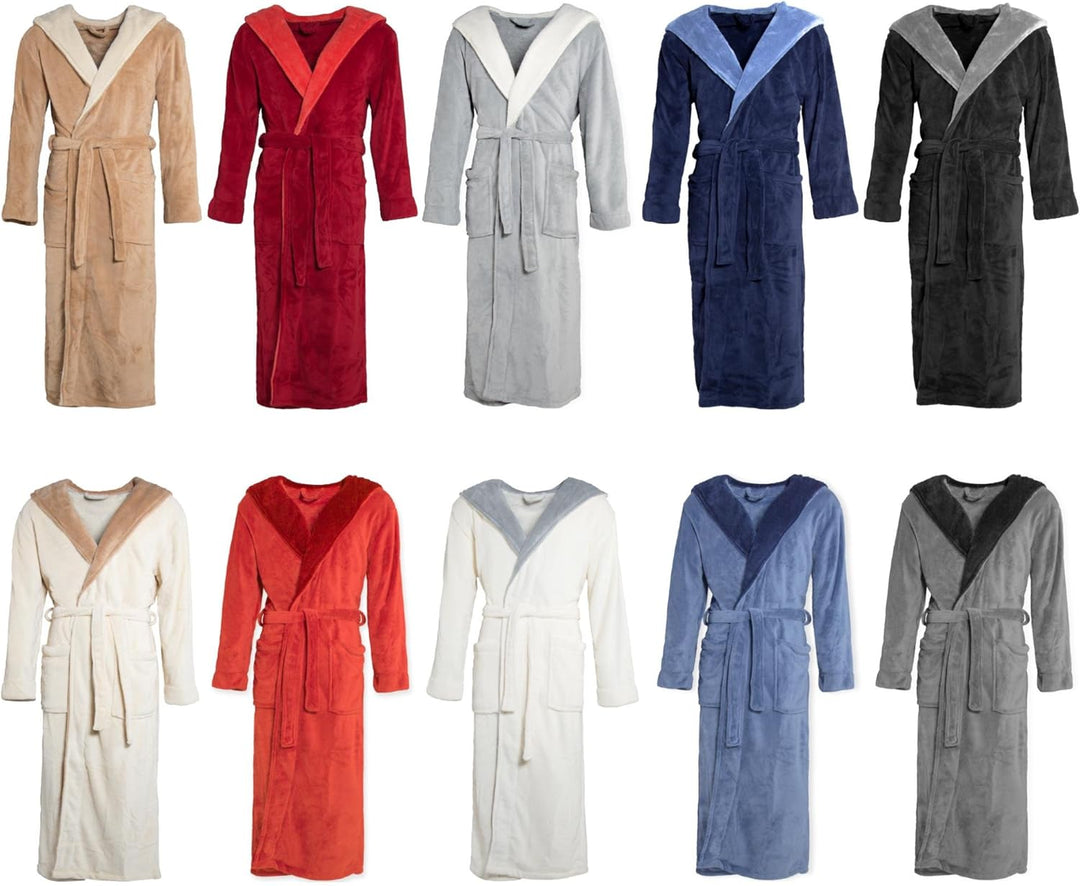 CelinaTex Texas Bademantel Kapuze XXXL grau creme weiss Mikrofaser Damen Herren Morgenmantel Coral F