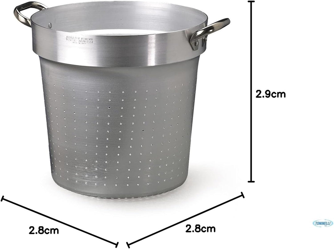 Töpfe Agnelli Colander Zylindrische für Pan, Aluminium, mit 2 Griffen aus Edelstahl, Silber, 28 cm,