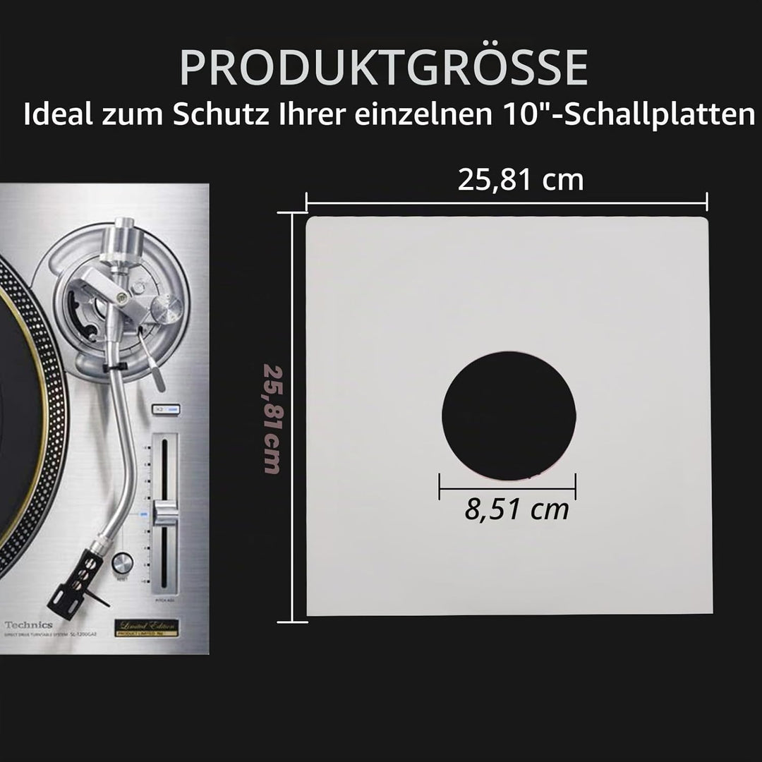 Innenhüllen für Schallplatten, schweres, säurefreies Papier, quadratisch, weiss, Kraftpapier, Innenh