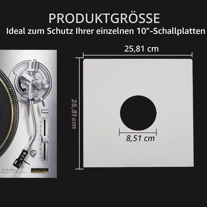 Innenhüllen für Schallplatten, schweres, säurefreies Papier, quadratisch, weiss, Kraftpapier, Innenh