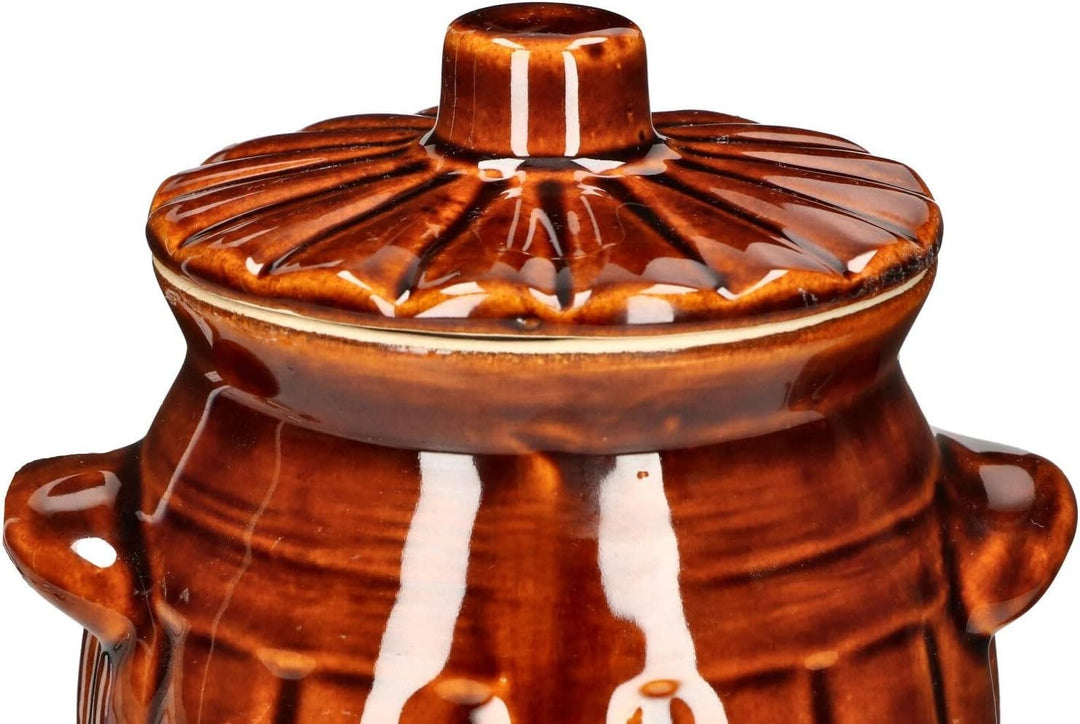 KOTARBAU® Gärtopf Steinguttopf 1,2 L Sauerkrauttopf Gurkentopf mit Deckel Einmachtopf Keramiktopf St