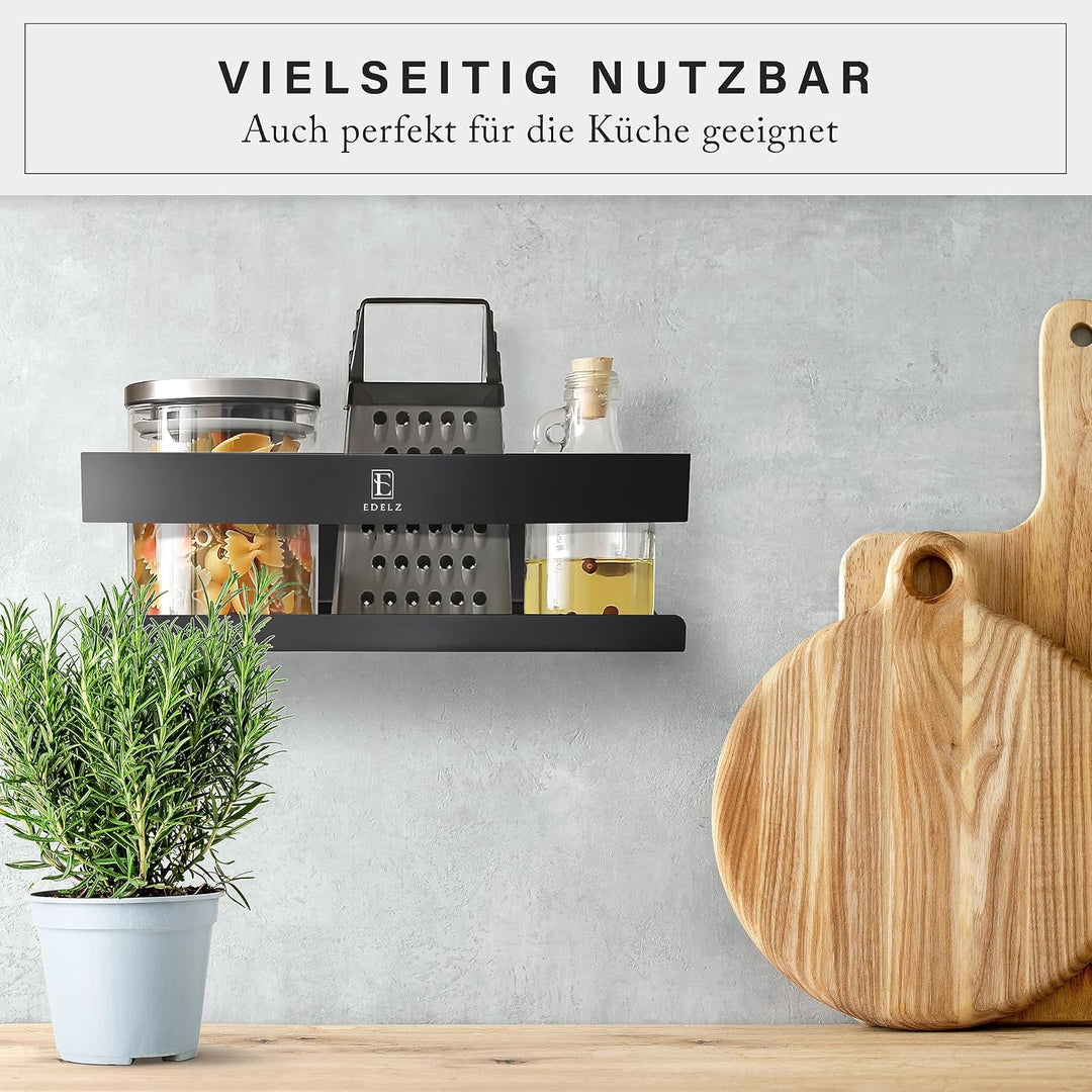 EDELZ® Bad Duschablage Duschkorb ohne Bohren – Shampoo Halterung für Dusche zum Kleben aus rostfreie