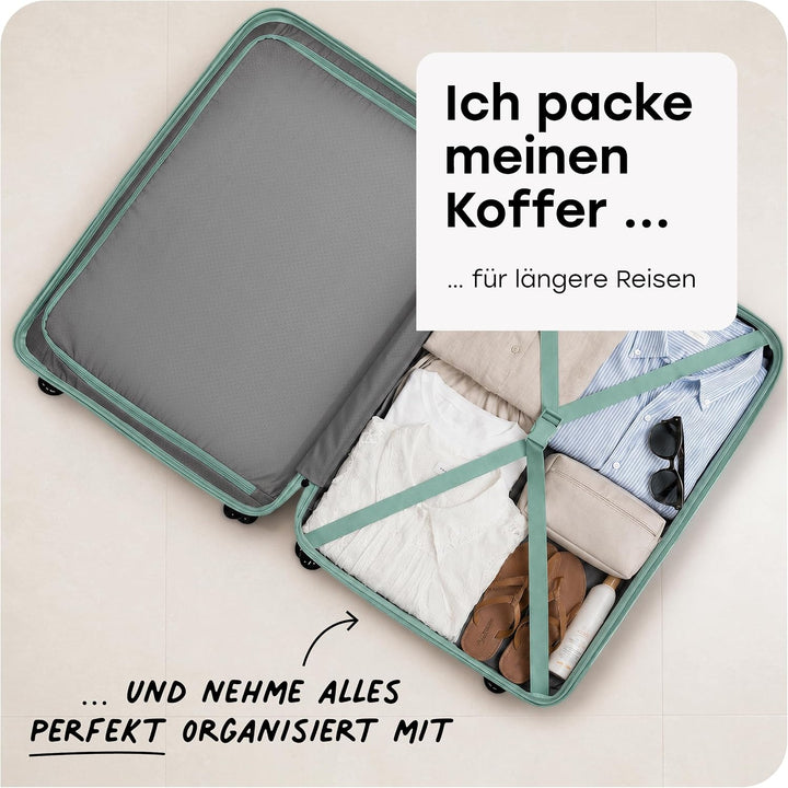 travelite 4-Rad Hartschalenkoffer gross 96 Liter, Gepäck Serie BALI: ABS Hartschalen Trolley mit TSA