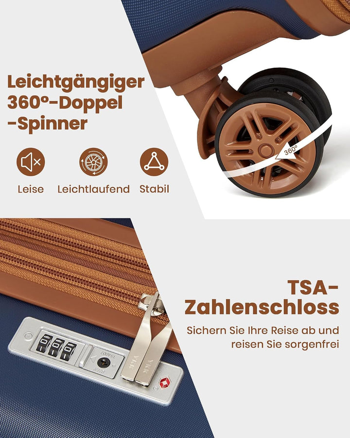 KONO Reisekoffer 3er Set, Erweiterbar Hartschalenkoffer Gross mit 4 Rollen und TSA Schloss, leichte