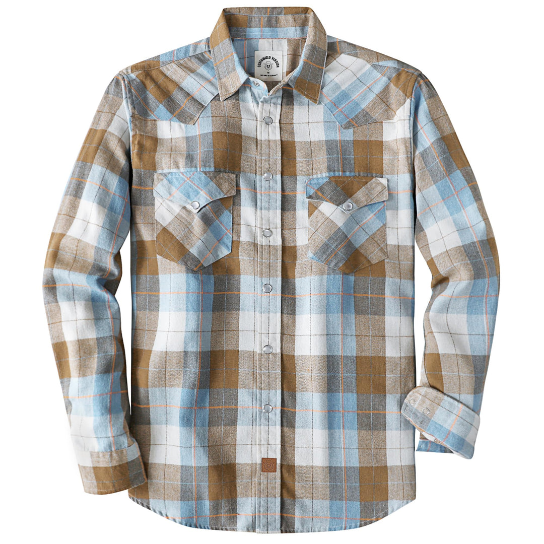 Dubinik® Herren Flanellhemd Flanellhemd Herren Kariert Western Cowboy Vintage Langarm Druckknöpfe Ba
