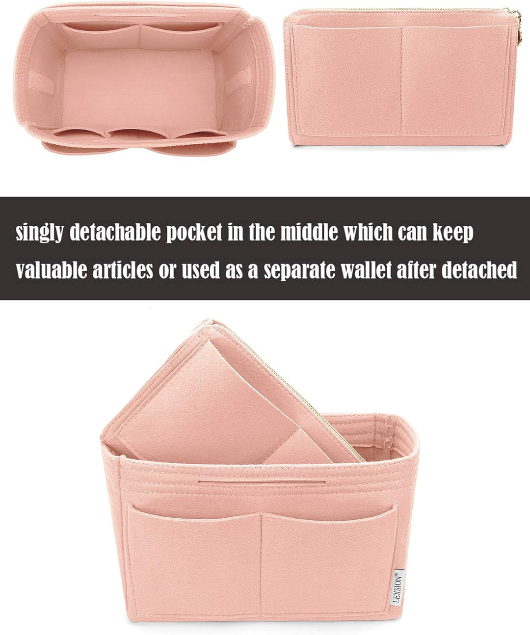Organisatorischer Tascheineinsatz aus Filz mit Reissverschluss, passend für Speedy-Neverfull-Tasche,