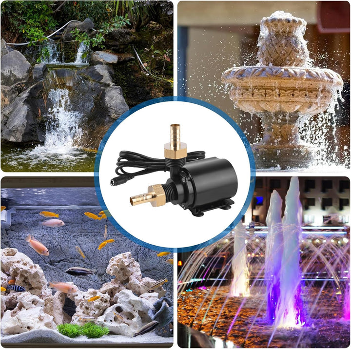Wasserpumpe 12V, 800l/H 5m Tauchpumpe Brushless Mini Aquarium Pumpe, Springbrunnenpumpe für Teich Ga