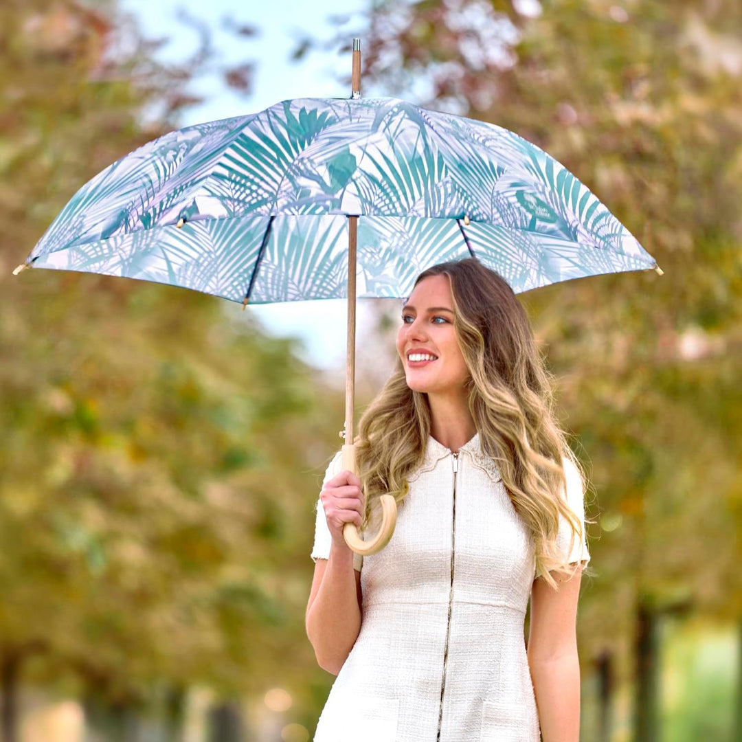 PERLETTI GREEN Regenschirm Gross Ökologisch Damen - Regen Stockschirm Automatik Eco Naturverbunden U