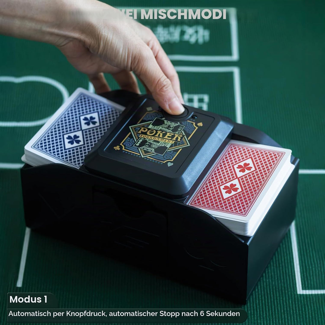 Automatischer Kartenmischer Elektrische Kartenmischmaschine für 2 Kartensätze 2 Modi Geräuscharmer M