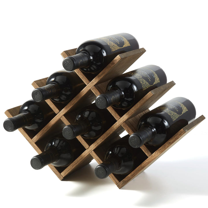KIRIGEN hölzernes 8-Flaschen-Weinregal, 3-stufiges Holz-Wein-Displayregal, Stand- und Theken-Weinauf