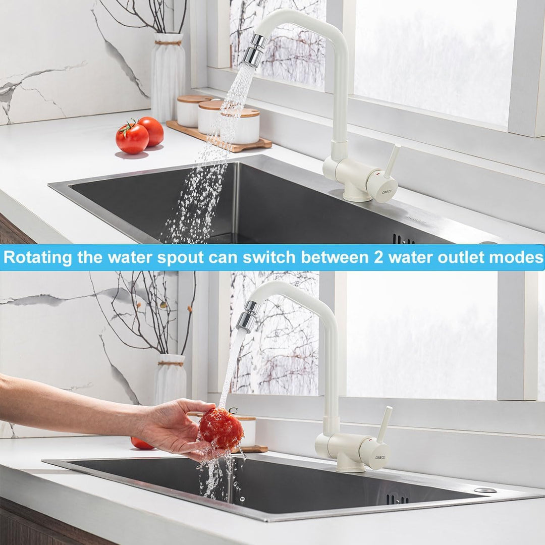ONECE Vorfenster Küchenarmatur, Klappbar Wasserhahn Küche mit 2 Strahlarten, Vorfenstermontage Armat