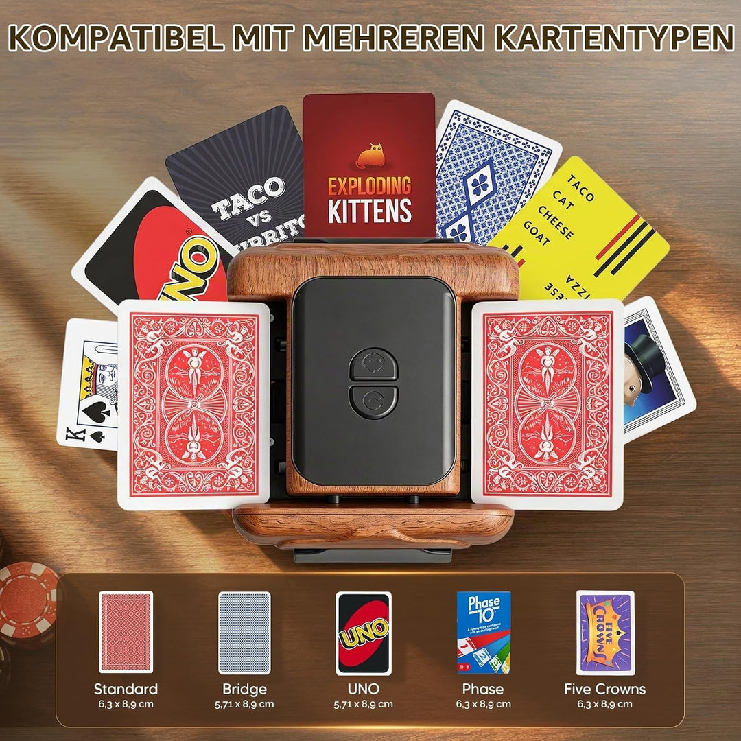 Kartenmischmaschine Elektrische Mischmaschine Karten für 1–2 Decks One-Press Auto &amp; Manueller Wieder