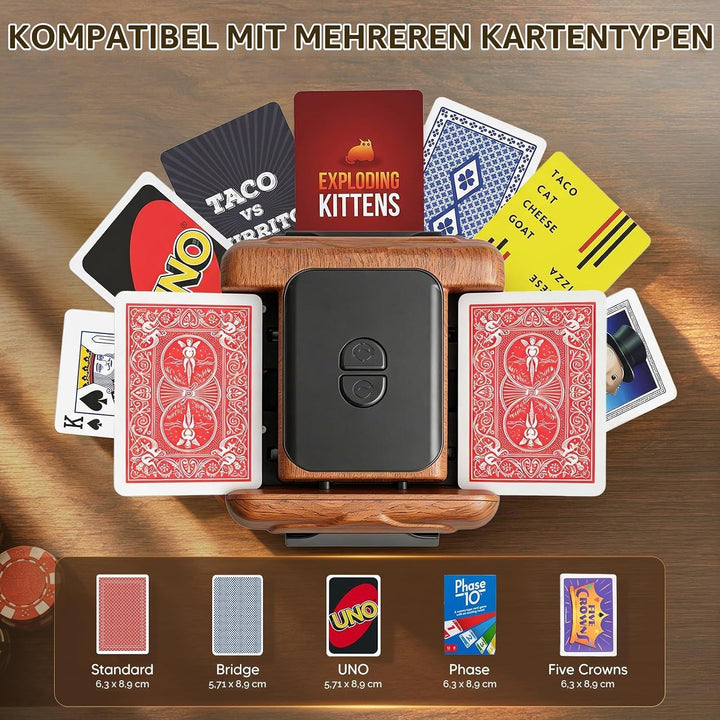 Kartenmischmaschine Elektrische Mischmaschine Karten für 1–2 Decks One-Press Auto &amp; Manueller Wieder