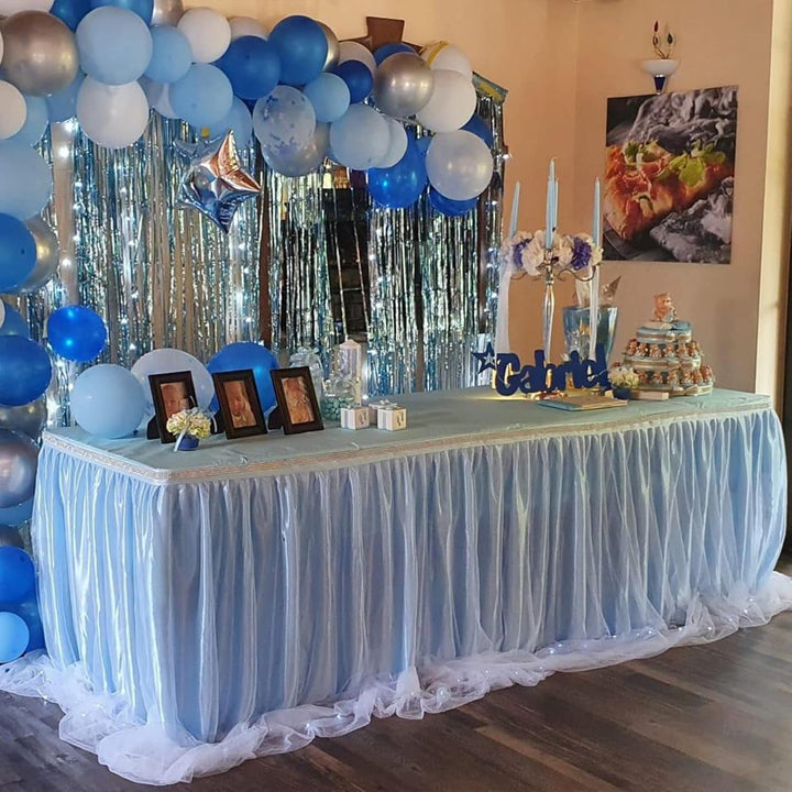 HBBMAGIC Blau Tüll Tischrock, Single Langer Tüll Tischrock für Hochzeitsfeier Babyparty Brial Shower