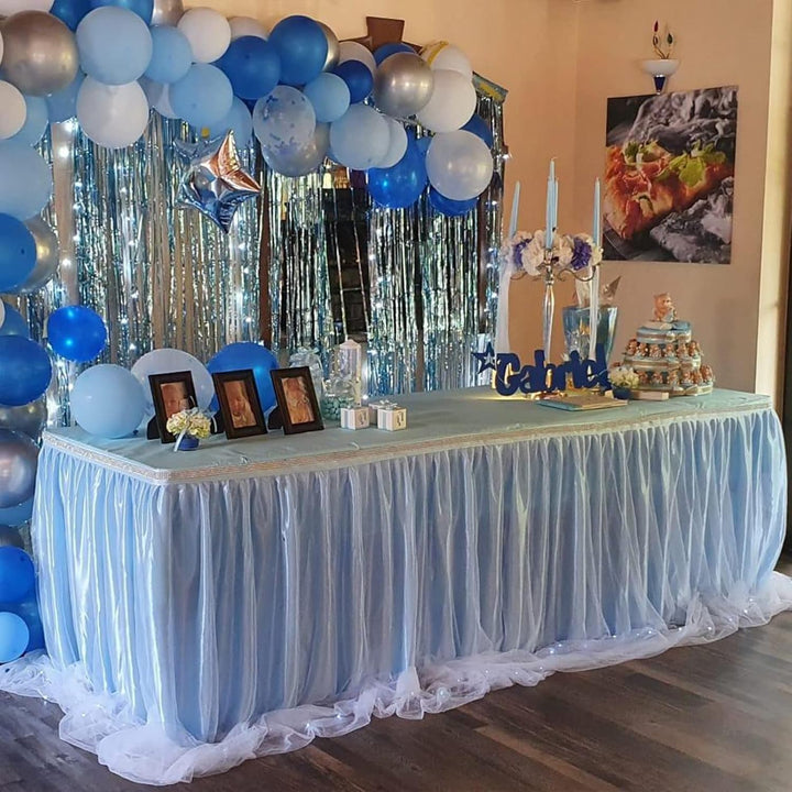 HBBMAGIC Blau Tüll Tischrock, Single Langer Tüll Tischrock für Hochzeitsfeier Babyparty Brial Shower