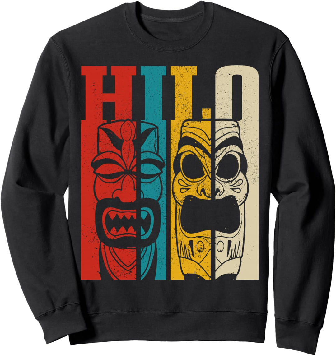 Hilo Hawaii Vintage Tiki Totem Surfer Geschenk Souvenir Sweatshirt