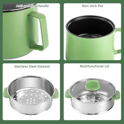 SABUIDDS 1.7L Elektrischer Hot Pot Topf, Multifunktions Elektro Kochtopf mit Warmhaltefunktion Tragb