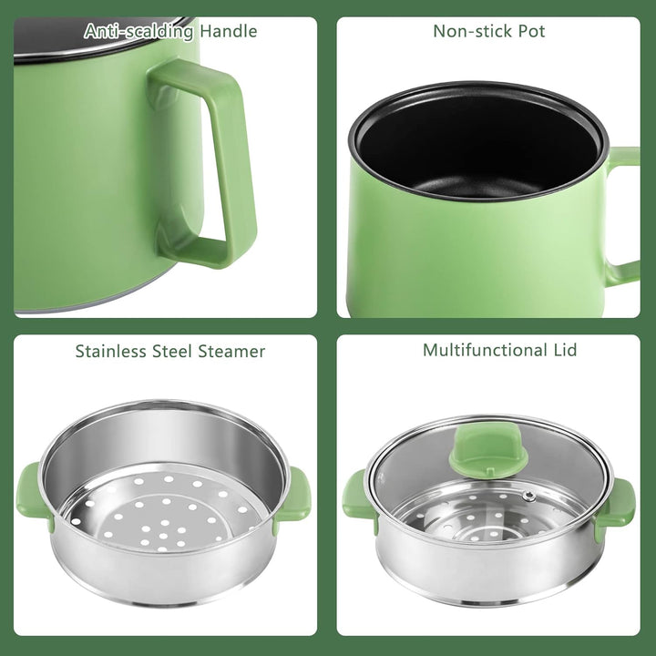 Elektrische Hot Pot Topf mit Dampfgarer, Tragbare Antihaft Kochtopf Multifunktion Elektrotopf mit Do