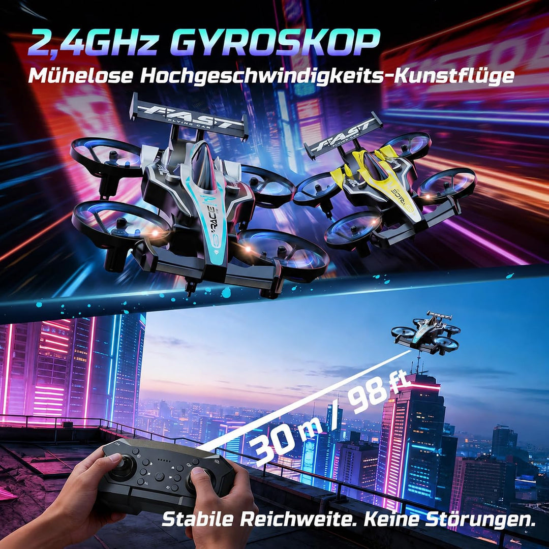 DEERC HT35 Kinderdrohne, 2-in-1 Luft- &amp; Bodenfahrzeug, RC Auto und Drohne, 3 Geschwindigkeitsstufen,