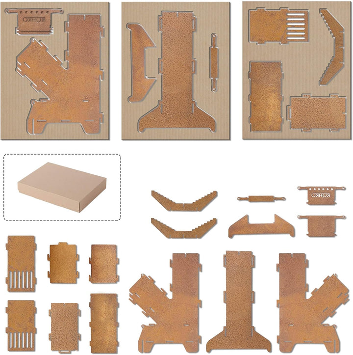 Köhko® Raketenofen S Rocket Stove Campingofen aus 3 mm Cortenstahl Outdoor für BBQ grill Camping mul