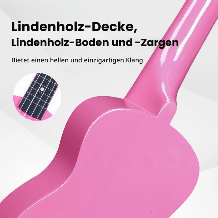 Winzz Sopran Ukulele Starter Kit für Anfänger mit Tasche, Clip-On Tuner, Zusätzlichen Saiten, Gurt,