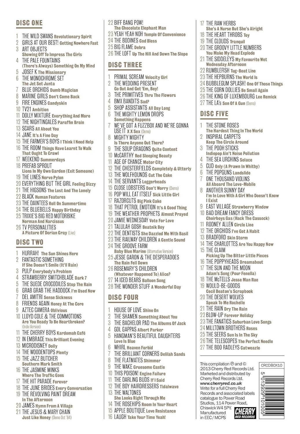 A Story of Indie Pop 1980-1989, Audio-CD