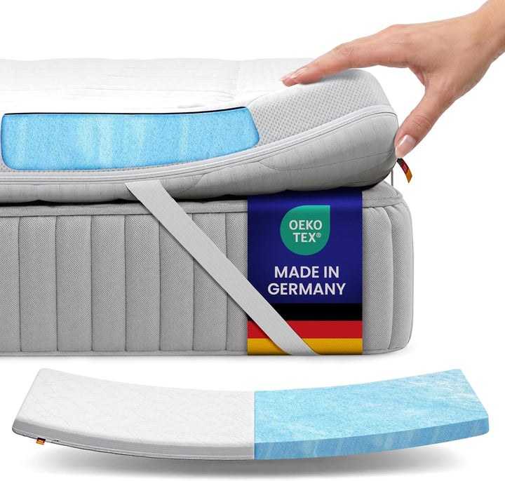 Meos® Gel-Schaum Topper 160x200cm für Matratzen &amp; Boxspringbett - Made in Germany - hohes RG50 - Bez